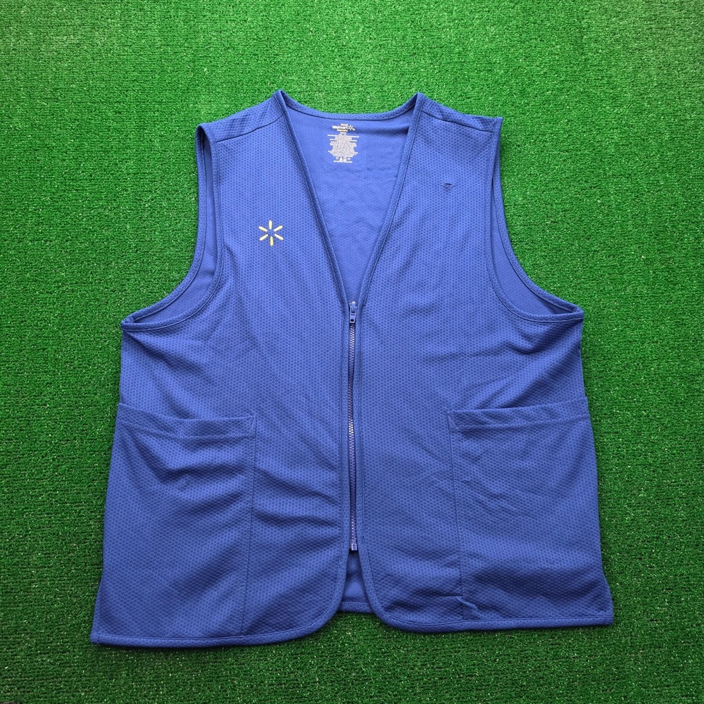 Walmart Proud Associate Employee Vest Unisex Large Blue Uniform Work Wear